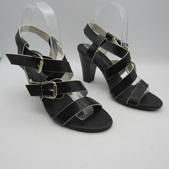 Christian Siriano for Payless Sandals Women's Sz 7 Strappy Slingback Black Heels - Picture 1 of 9